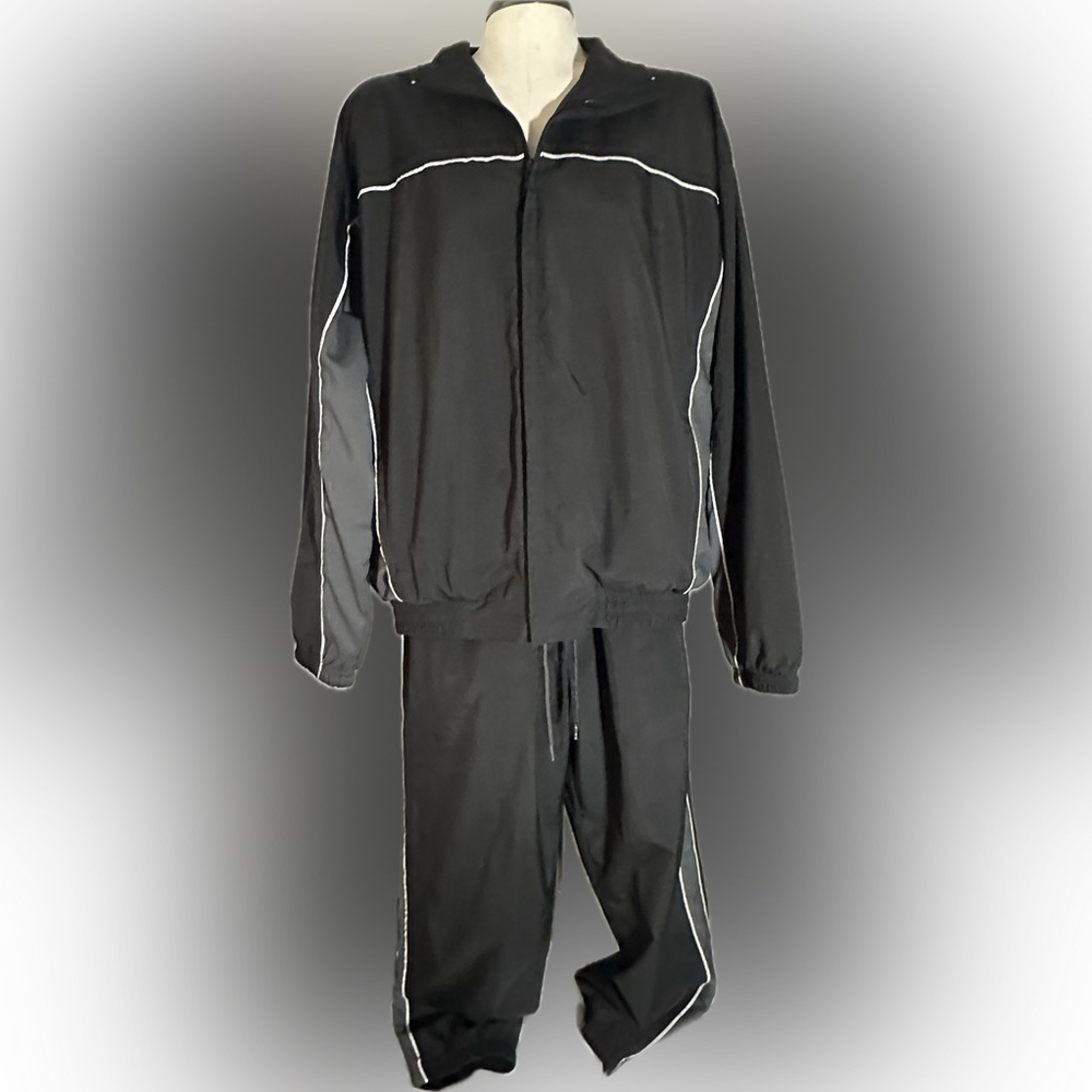 Roundtree & Yorke Sport Black Tracksuit XL Jogger Set Mesh Lined Activewear
